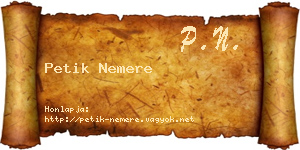Petik Nemere névjegykártya